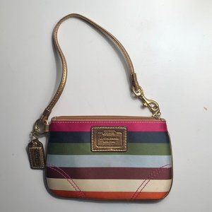 Striped Coach Wristlet